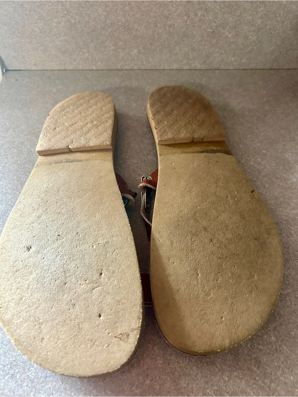 Kinos Brown Leather Slide Sandals with Buckle Detail